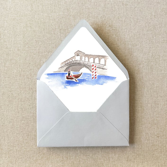 "Venice Italy Watercolor Euroflap Envelope Liner | Set of 10 | For 5x7” invitations" - Envelope Liners in multicolorassorted-colors by Cotton and Bow