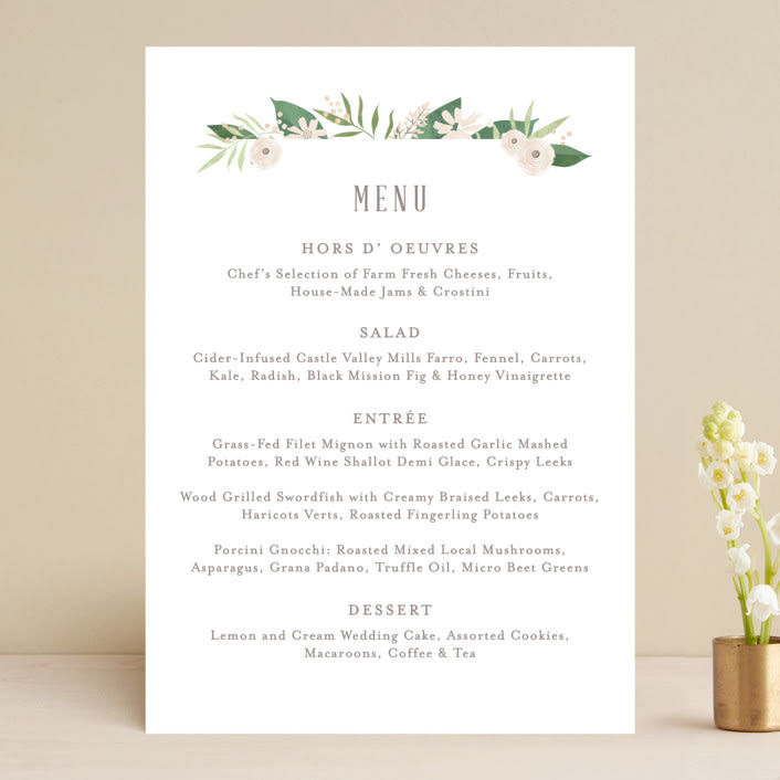 "Classic peonies" - Menus in Peach by Jennifer Wick - Front
