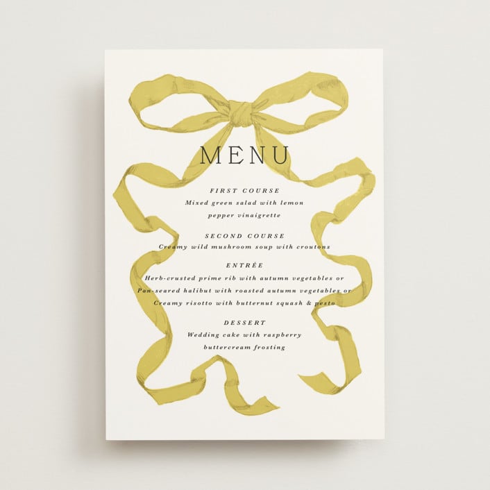 "Antique Ribbon" - Menus in Citrine by Olivia Kanaley Inman - Front