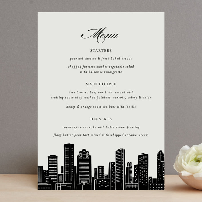 "Big City - Houston" - Menus in Light Taupe by Hooray Creative - Front