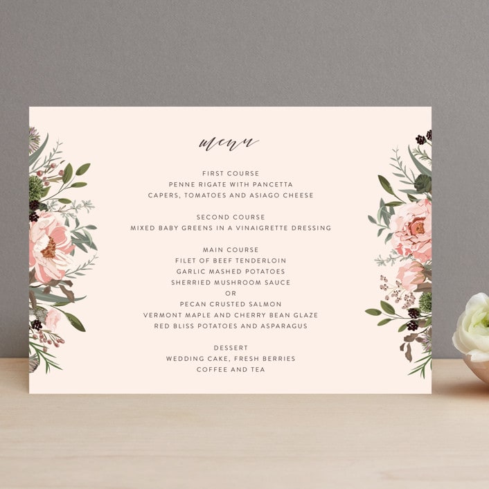 "Desert Blooms" - Menus in Blush by Susan Moyal - Front