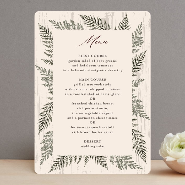 "Woodland Garden" - Menus in Mahogany by Susan Moyal - Front
