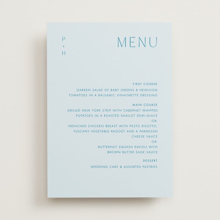 "Juniper" - Menus in Capri by Blustery August - Front