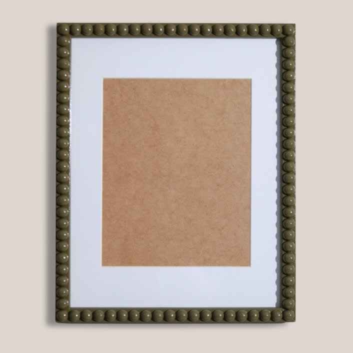 "Thyme Beaded Frame with White Mat" - Frames in green by Lily Field Studio