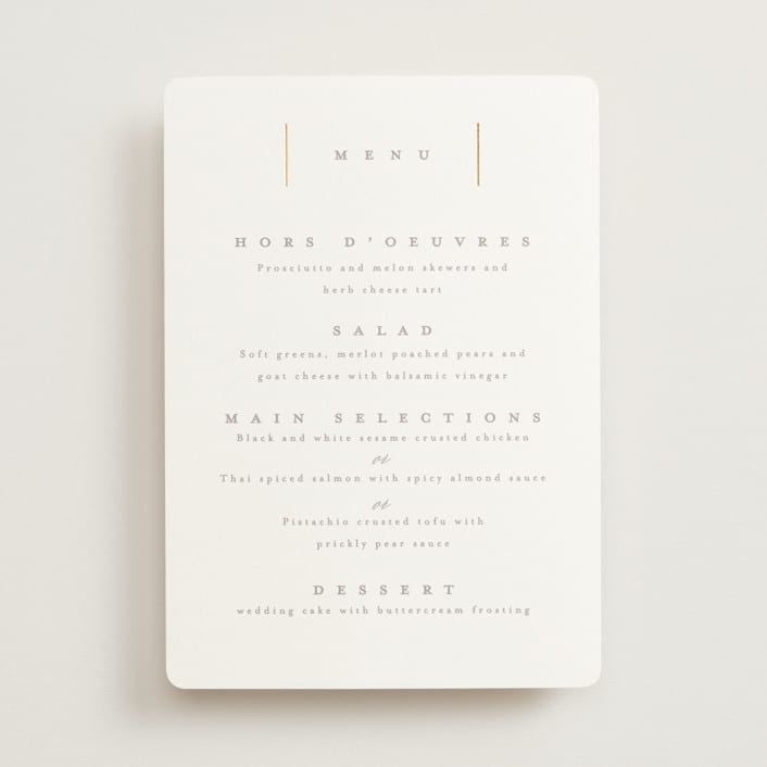 "Ampersand glam" - Foil-Pressed Menus in Powder by Creo Study - Front