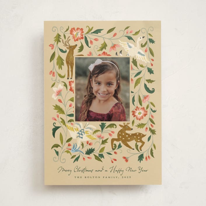 "Ancient Textile" - Minted x The Met Holiday Cards in Latte by Petra Kern - Front