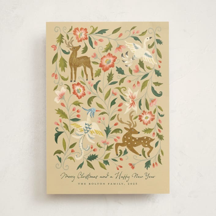 "Ancient Textile" - Minted x The Met Holiday Cards in Latte by Petra Kern - Front