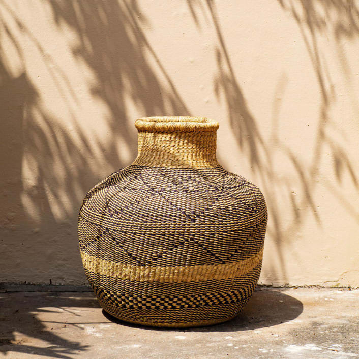 "Flower Pot Black Pattern Basket" - Decorative Storage in natural by AKETEKETE
