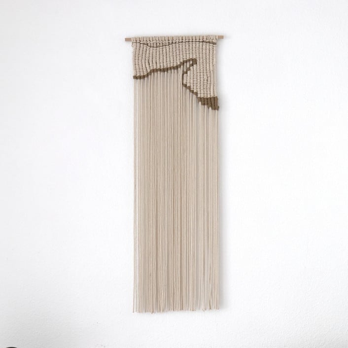 "Crescent Bay- III" - Original Textile Art in beige by Bharti Trivedi