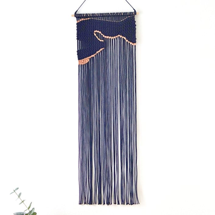 "Crescent Bay II" - Original Textile Art in blue by Bharti Trivedi