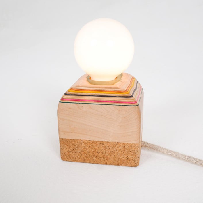 Recycled Skateboard Base Lamp by Koppa Wood