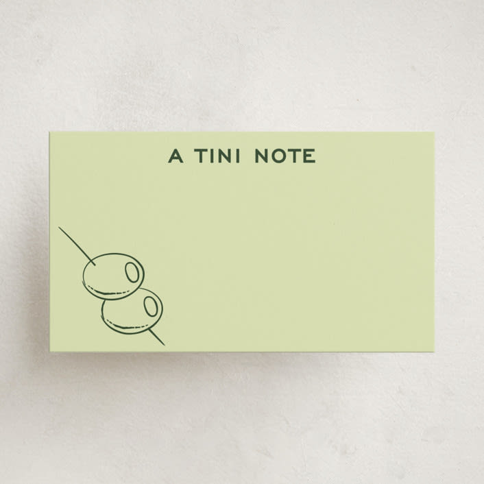 "A tini note" - Mini Note Cards in Extra Olive by Megan Davis - Front
