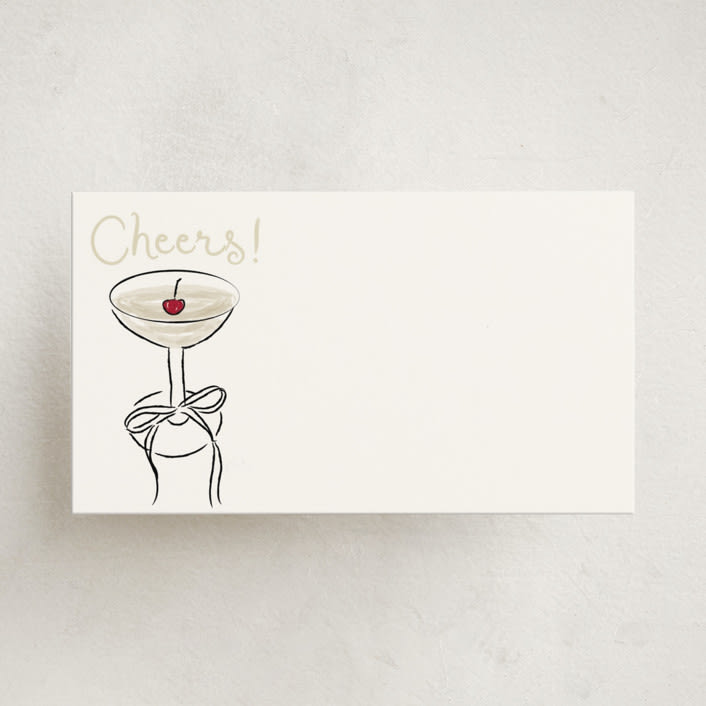 "Cherry Birthday" - Mini Note Cards in Champagne by Helena Vitto - Front