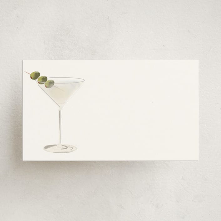 "Martini" - Mini Note Cards in Olive by Baumbirdy - Front