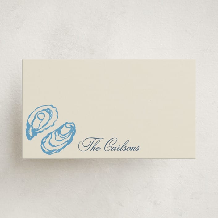 "Oyster" - Mini Note Cards in Oyster Blue by Megan Davis - Front