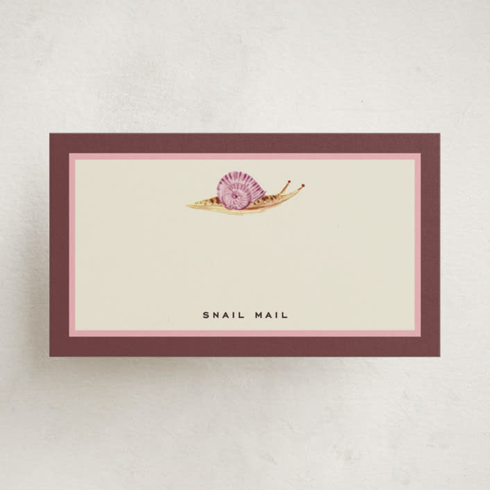 "Snail Mail" - Mini Note Cards in Raspberry by Pati Cascino - Front