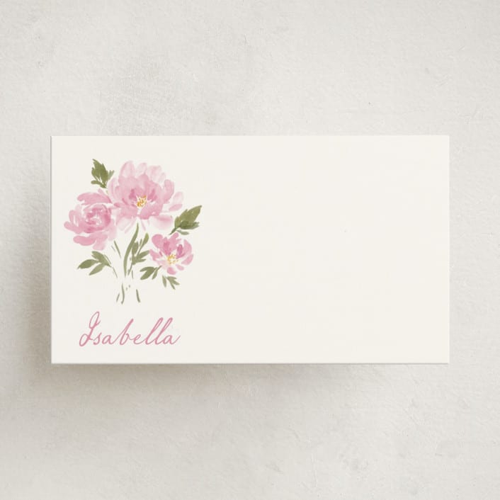 "Peony (add-on)" - Mini Note Cards in Blush by Itsy Belle Studio - Front