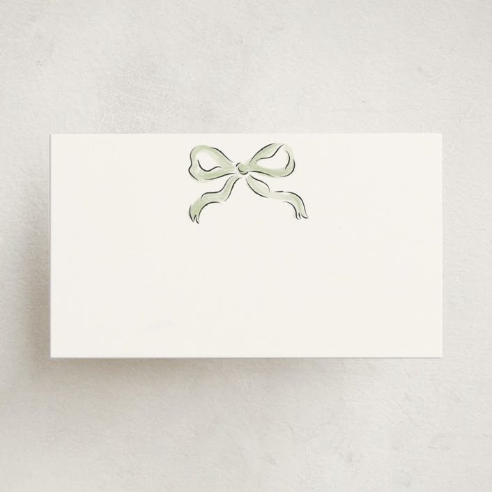 "Bow" - Mini Note Cards in Pistachio by Helena Vitto - Front
