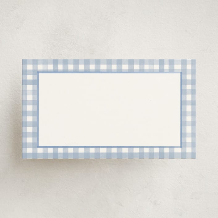 "Classic Gingham" - Mini Note Cards in Pond by Creo Study - Front