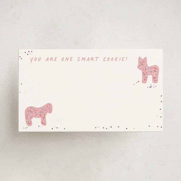 "Animal Cracker Parade" - Mini Note Cards in Pink Sugar by Jennifer Postorino - Front