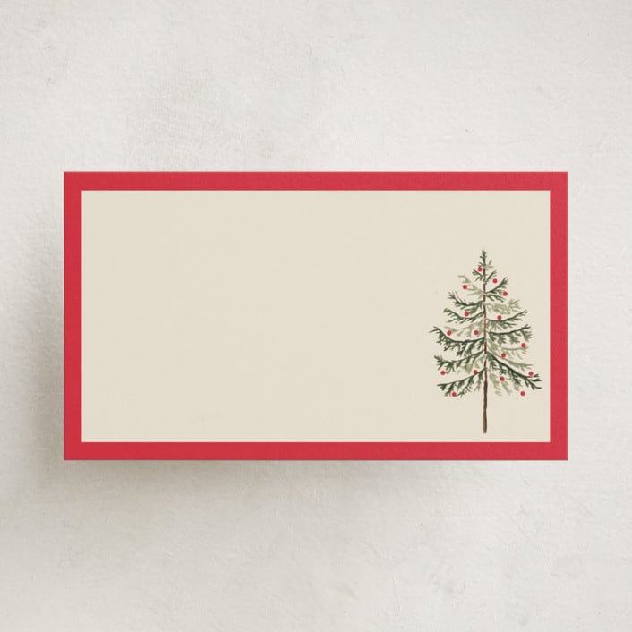 "Vintage Spruce" - Mini Note Cards in Poinsettia by Amy Kross - Front