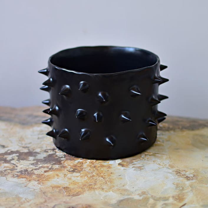 Spikes Black Ceramic Handmade Planter by OWO Cerámica