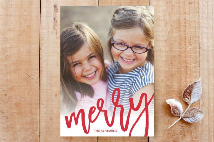 "A Merry Script" - Stationery in Candy Cane by GeekInk Design - Front