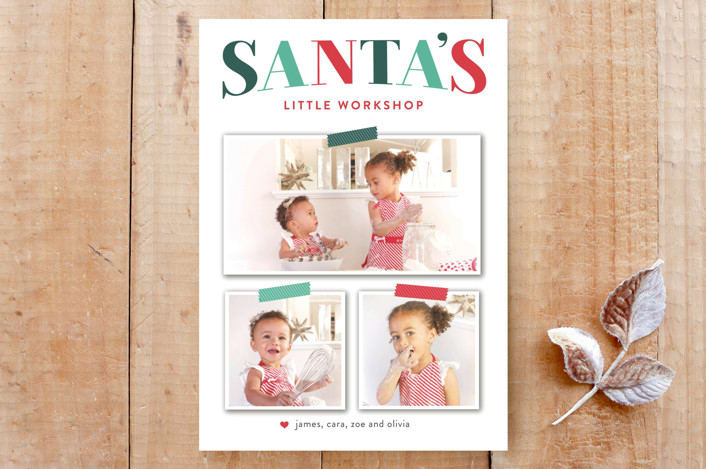 "Santas Lil Workshop" - Stationery in Apple by Christie Garcia - Front