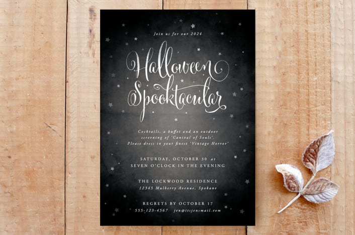 "Vintage Halloween Spooktacular Party Invitation" - Stationery in Noir by itsjensworld - Front