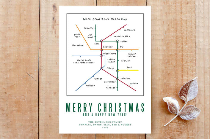 "Metro Map Work From Home" - Stationery in wintergreen by Deborah Chou - Front