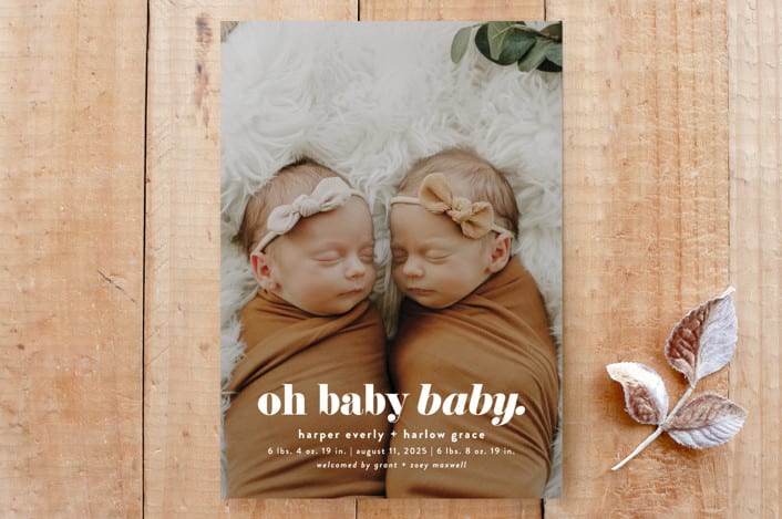 "Oh Baby Baby - Portrait" - Stationery in Cloud by Alexandra Cohn - Front