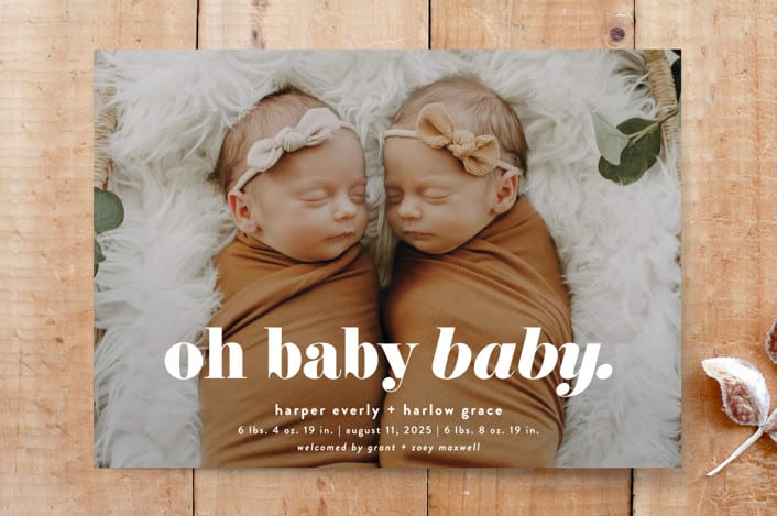 "Oh Baby Baby - Landscape" - Stationery in Cloud by Alexandra Cohn - Front