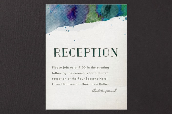 "Painted" - Mitzvah Reception Cards in Sea by Rebecca Bowen - Front