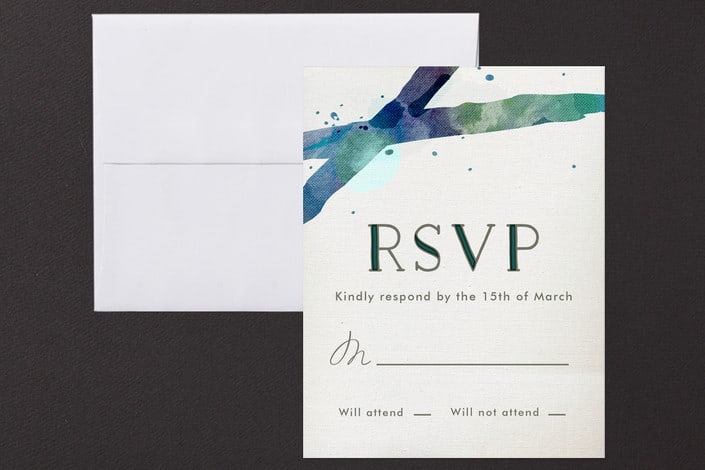"Painted" - Mitzvah RSVP Cards in Sea by Rebecca Bowen - Front