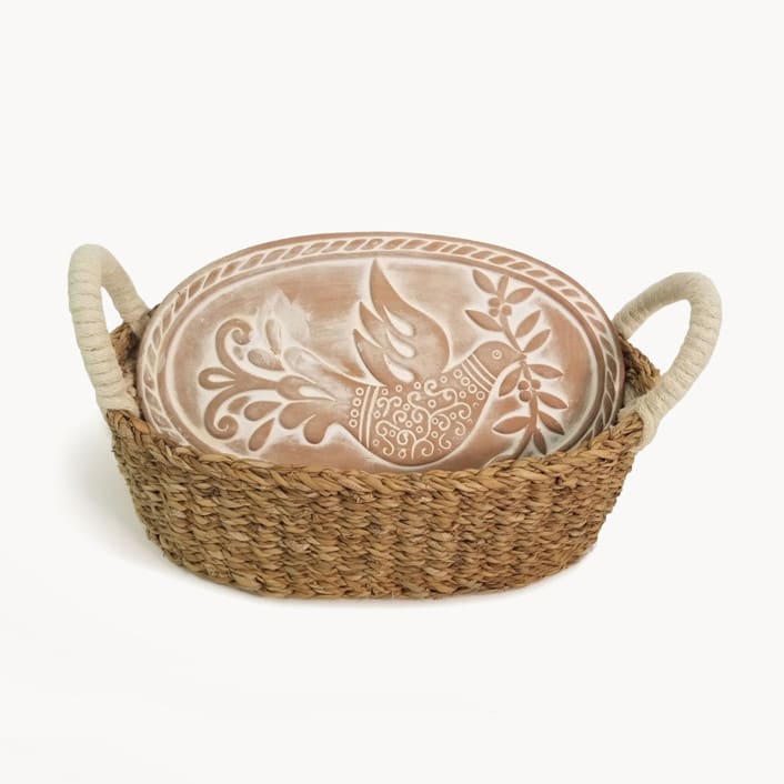Handmade Bread Warmer & Wicker Basket - Bird Oval by KORISSA