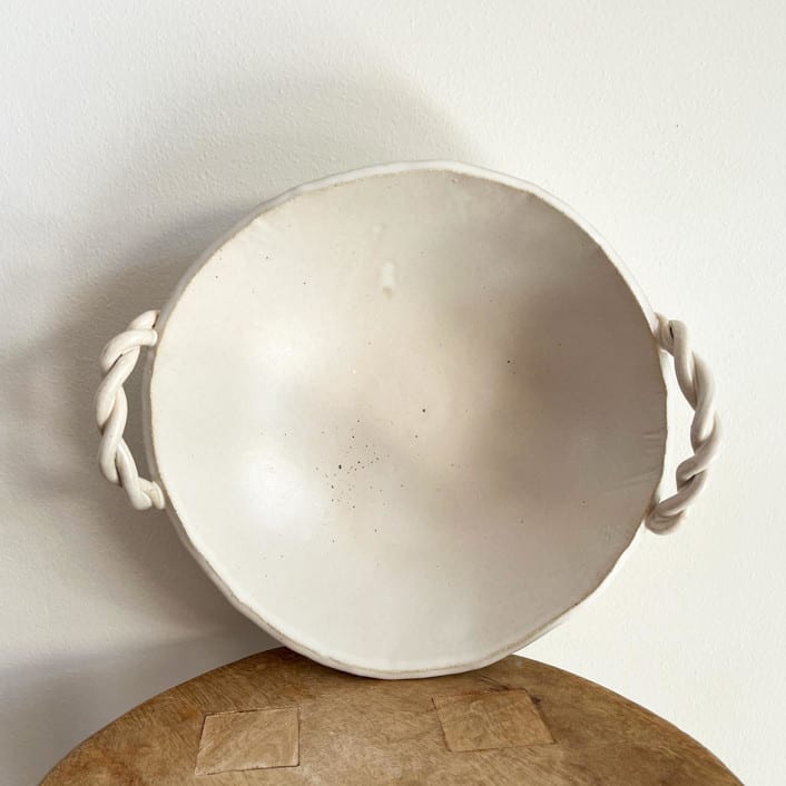 "Braid Handled Serving Bowl" - Serving Bowls in white by Sidney Field