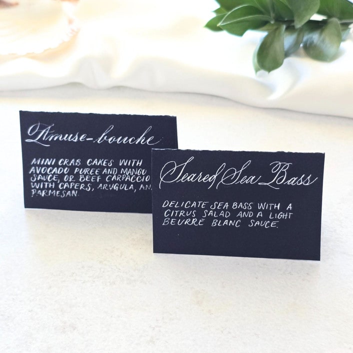 "Black Tent Cards- Personalized with Calligraphy- Set  of 10" - Wedding Signs in black by Inkspiringletters