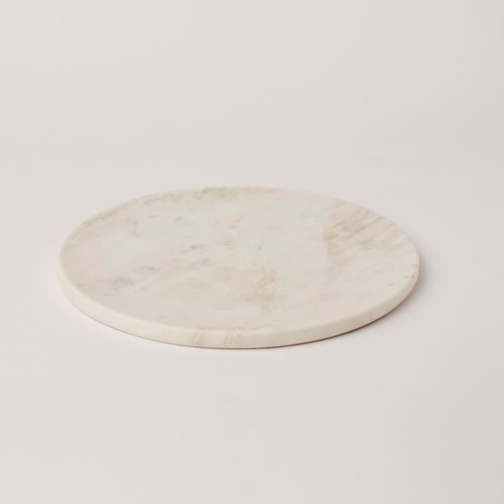 "Elegant White Marble Serving Platter with Unique Grey Veining" - Serving Platters and Trays in beige by Powered By People
