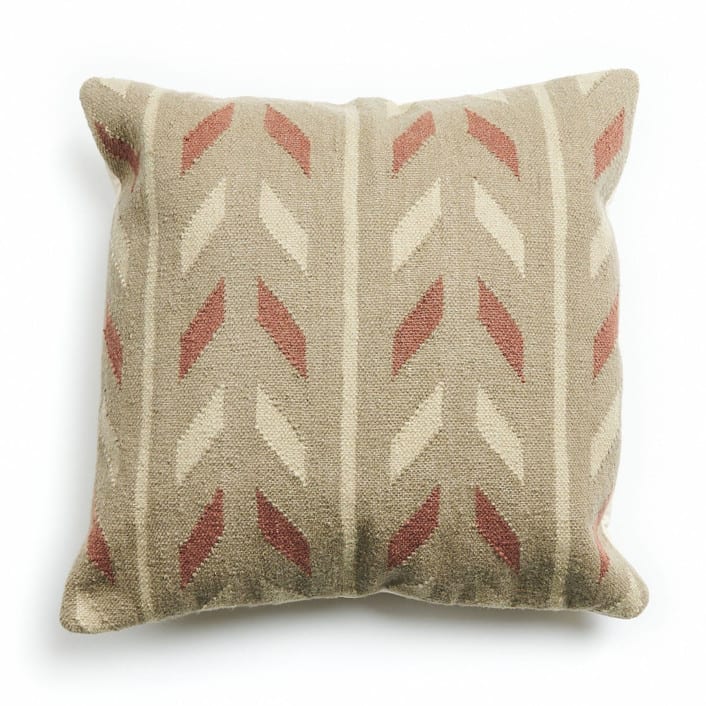 "Ero Green Brown Geometric Pattern Hand-woven Jute Cotton Large Pillow" - Throw Pillows in green by Anjali Purohit