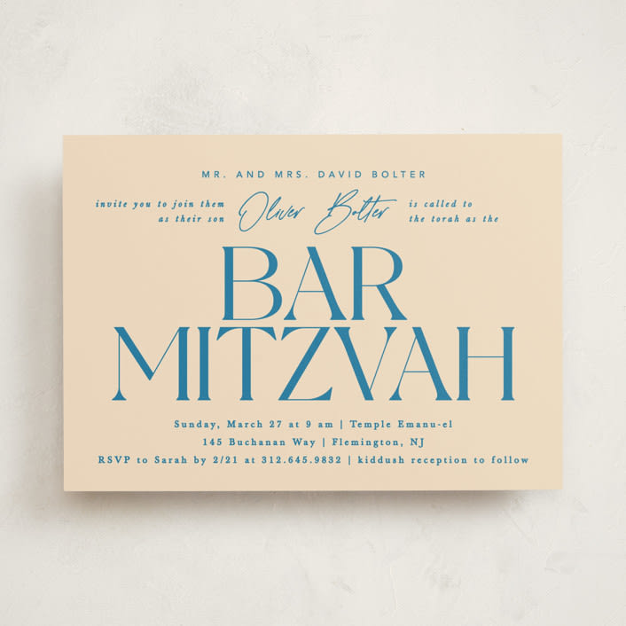 "Modern Mitzvah" - Mitzvah Invitations in Sky by Creo Study - Front