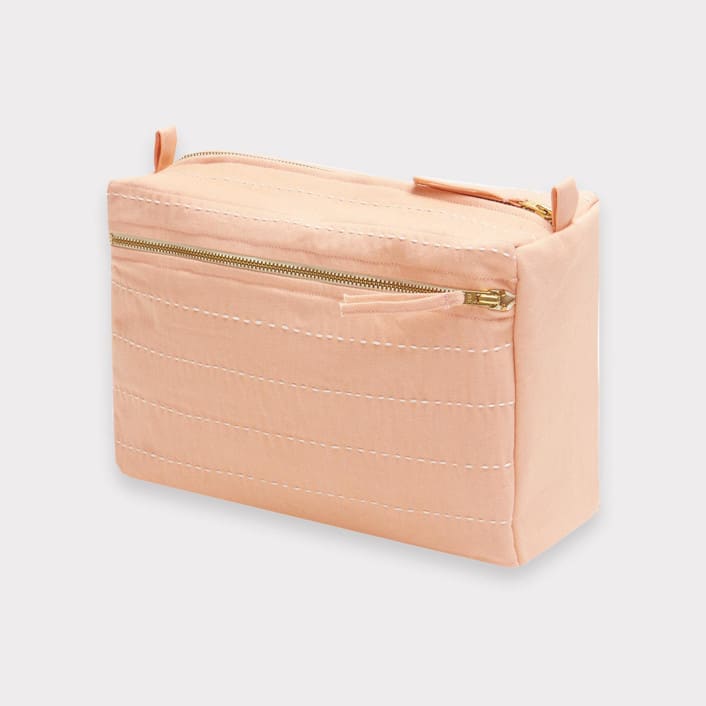 "Large Pin-Stitch Toiletry Bag - Pink" - Makeup Bag in pink by Anchal