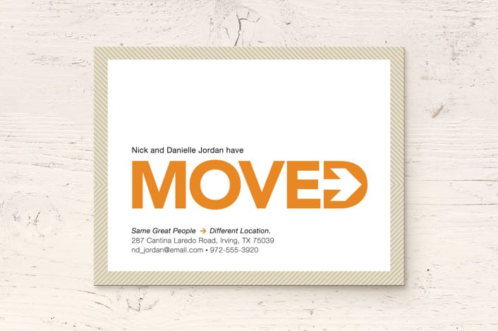 "New Direction" - Moving Announcements in Pumpkin by Ann Gardner - Front