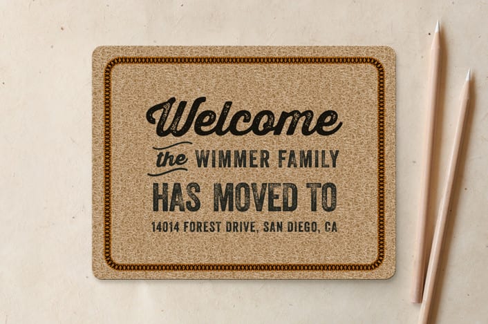 "Welcome Door Mat" - Moving Announcements in Bamboo by iamtanya - Front