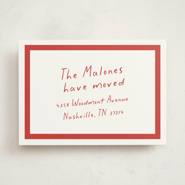 "bold border" - Moving Announcements in Cherry by Sara Hicks Malone - Front