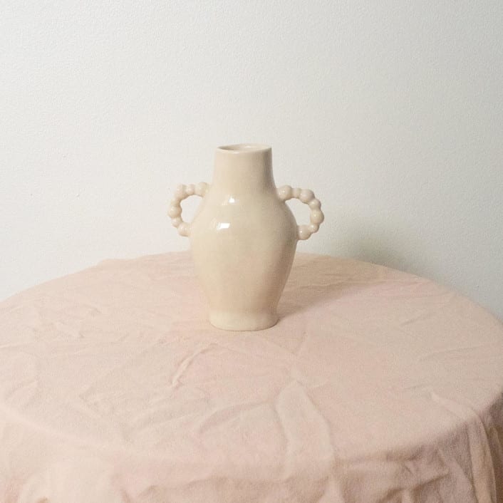 Cream Beaded Bud Vase by Erika Christine Ceramics
