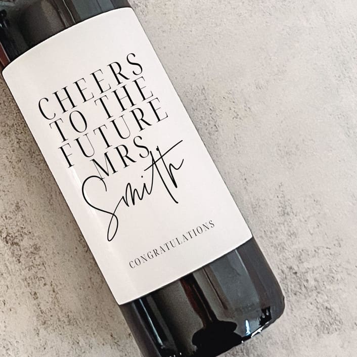 Personalized Engagement Gift Wine Label by The Pretty Little Mess