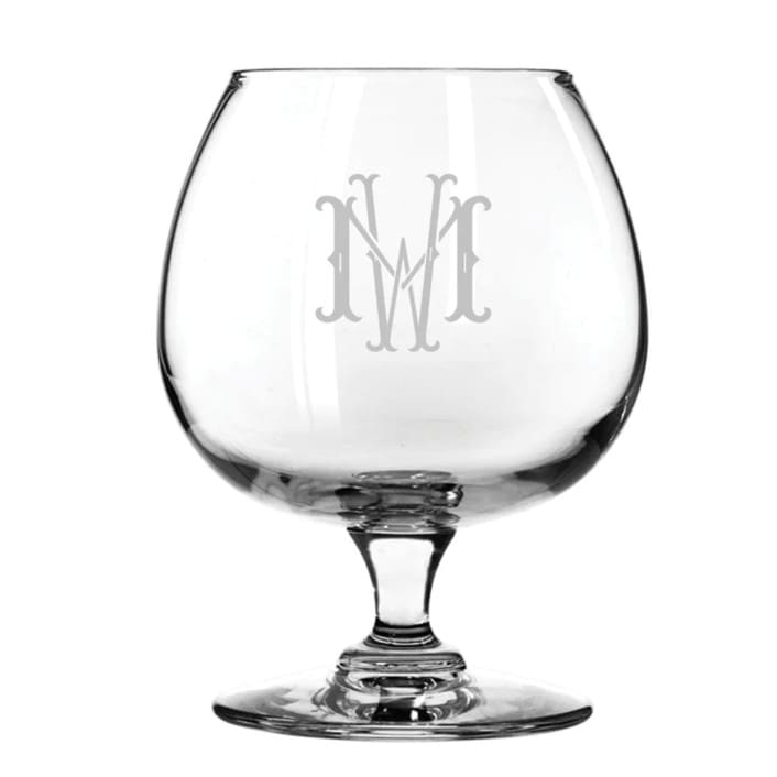 Custom Monogram Brandy Glass by Papel Custom Design