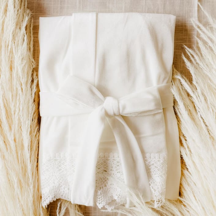 White Velvet Bride Robe by Jordan Perry