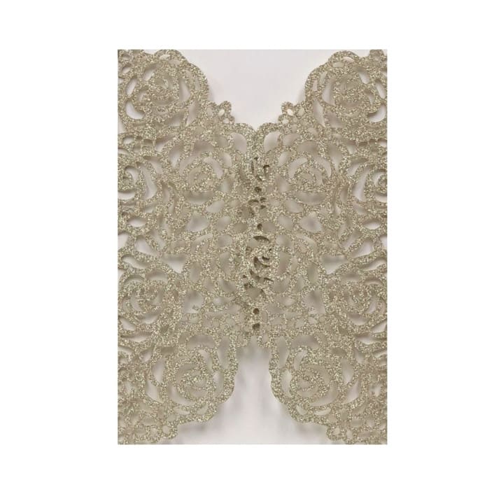 "Qty of 50 Custom Champagne Gold Glitter Rose Design Laser Cut | Other Color Options Available" - Invitation Pockets in pink by Papel Custom Design