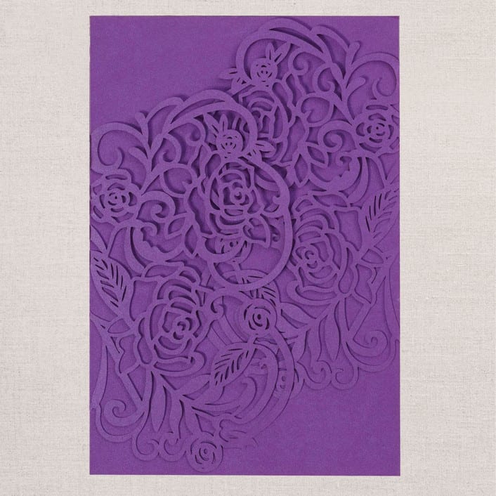 "Qty of 50 Custom Fabulous Asymmetrical Rose Design Laser Cut Wedding Invitation | Other Color Options Available" - Invitation Pockets in multicolor by Papel Custom Design